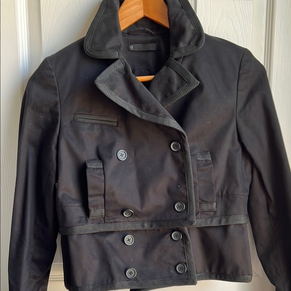 Karl Lagerfeld Black Double-Breasted Women's Cropped Blazer/Jacket size 6 - Picture 3 of 6